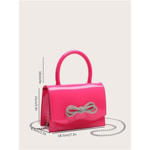 Women's Glitter Rhinestone Bow Decor Clutch Pink - Picture 3 of 6